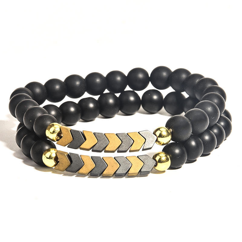 Go Party 2Pcs/Set Frosted Hematite Beads Bracelet Sets Handmade