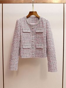 Primavera e autunno girocollo in <span class=keywords><strong>Tweed</strong></span> lana elegante tinta unita manica lunga con borchie di diamanti + gonna a-linea plissettata abito da donna - Product Image 2