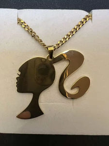 Collier pendentif en acier inoxydable plaqué or 18 carats, motif de dessin animé, chaîne à maillons tendance, motif de lettres pour enfants, mode - Product Image 2