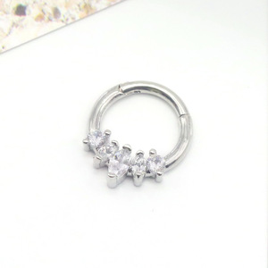 Anneaux de nez transfrontaliers européens et américains avec incrustations de zircon, anneaux ouvrants et fermants en argent, or et acier inoxydable, bijoux - Product Image 3