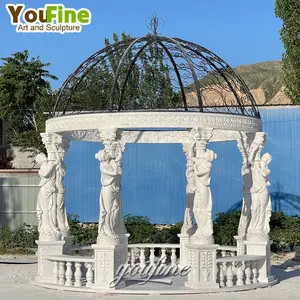 大型花园装饰白色高品质圆形大理石石材凉亭
