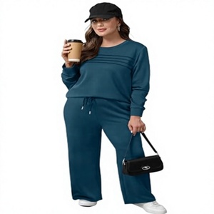 Women's Solid Color Knitted Spandex/Cotton Luxury <b>Sweater</b> <b>Set</b> Long Sleeve Crew Neck Relaxed Fit Two Piece Lounge Wear Autumn - Product Image 3