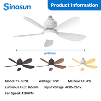 Ventilateur de plafond LED avec télécommande, 18 pouces, à intensité variable, avec douille E27, pour salon moderne, personnalisable, économe en énergie, OEM/ODM