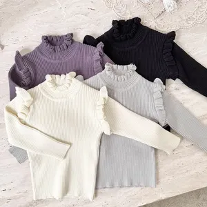 Vente en gros de tricots pour bébés pull en coton à haute élasticité à volants pull à manches longues pour filles unisexes vêtements pour bébés