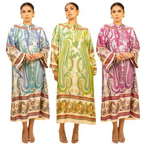 2025 nouveautés Caftan Marocain Vintage imprimé <span class=keywords><strong>baroque</strong></span> à manches longues vêtements islamiques amples Abaya robes musulmanes - Product Image 2