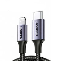 Cable de carga y sincronización de datos UGREEN USB-C a iPhone, carga rápida PD 3A, 1M, trenzado de nailon para dispositivos iOS