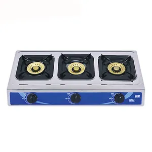 Peralatan Dapur Rumah Tangga Kompor Gas Stainless Steel Double Burner Hitam Kisaran Gas