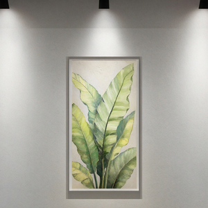 ภาพวาดสีน้ำมันบนผ้าใบลายพืชสีเขียวสไตล์โมเดิร์น พร้อมกรอบโลหะสีทองติดผนังง่าย รุ่น MC163745 กรอบโลหะติดผนัง - Product Image 4