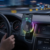 Chargeur de voiture sans fil avec ventilateur de refroidissement |   Support magnétique 360° °   Rotation |   Support de ventilation lumineux RGB |   Support de téléphone à charge rapide S6