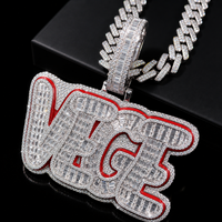 Pendentif Lettre Personnalisé Moissanite Iced Out Style Hiphop Cursive en Argent 925 Plaqué Rhodium/Or/Argent Certifié GRA