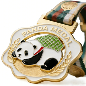Médaille sportive personnalisée en alliage de zinc plaqué et gravé, motif panda, avec ruban, pour marathon, cadeaux promotionnels pour salons professionnels - Product Image 3