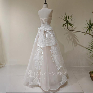 LY91 Vestidos de novia estilo bohemio con lazo y corte en A con mangas desmontables - Product Image 2