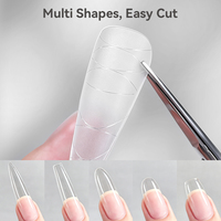 BORN PRETTY – 238 faux ongles préformés, longs, transparents, en acrylique, à presser, avec échelle graduée pour une mise en forme facile