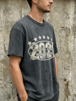 T-shirts personnalisés Hongguan, imprimés, vintage, lavés, pour hommes, coupe ample, en coton léger, manches courtes, effet usé