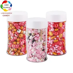 Valentine's day wholesales ice cream desserts cake decoration edible pressed sugar beads bakery ingredient sprinkles candy