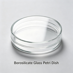 Placa de Petri de Vidrio Borosilicato 3.3 Estéril, de 35 mm a 150 mm de Diámetro, para Cultivo Celular, Uso en Laboratorio, Autoclavable - Product Image 1