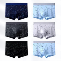 Caleçons Boxers Respirants en Coton et Spandex pour Hommes avec Logo Imprimé, Taille Tricotée Mi-Haute, Sous-vêtements à Taille Élastique Séchage Rapide