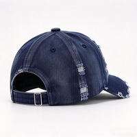 Casquette de baseball vintage délavée en coton déchiré non structurée style Dad Hat avec logo personnalisé multicolore streetwear usine OEM