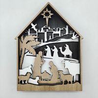 Décorations de Noël en bois, scène de la Nativité de Jésus, ornements religieux pour la table, décoration de fête pour la maison, vente chaude du fournisseur