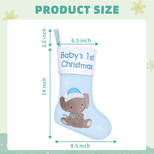 <span class=keywords><strong>Chaussette</strong></span> de Noël pour bébé, en coton, motif éléphant mignon, peluche douce, flocon de neige, souvenir de naissance pour nouveau-né - Product Image 5