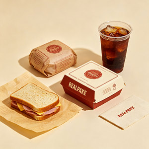 Maßgefertigte Einweg-Öko-Freundliche Recycelte Materialien <span class=keywords><strong>Burger</strong></span>-<span class=keywords><strong>Box</strong></span> Kraftpapier Starre Schachteln mit Offsetdruck für Restaurant-Essen - Product Image 2
