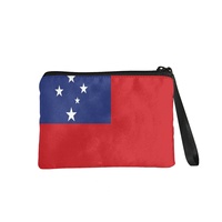 Porte-monnaie en polyester à impression numérique du drapeau national de Samoa, petit porte-monnaie de mode pour souvenirs, vente en gros