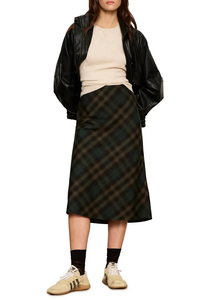 Jupe droite mi-longue à carreaux pour femme, taille normale, en viscose et polyester tissés, décontractée, toutes saisons, design confortable - Product Image 2