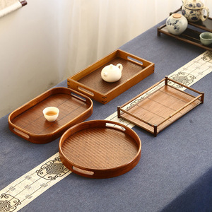 Bamboo lacquer <b>tea</b> <b>tray</b>, Japanese retro style bamboo dry brewing table, lacquer <b>tea</b> <b>tray</b>, <b>tea</b> set accessories, <b>tea</b> serving <b>tray</b> - Product Image 2