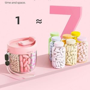 Boîte à pilules portable de 150 ml pour 7 jours, étui compact pour vitamines, organisateur de médicaments pour les voyages et les activités de plein air - Product Image 2