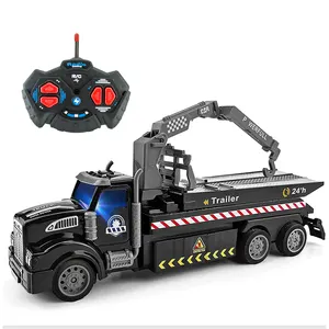 Fern gesteuertes Auto RC LKW Spielzeug für Kinder Jungen RC City Service Fahrzeuge Träger LKW mit Licht Anhänger Spielzeug Polizeiauto Abschlepp spielzeug