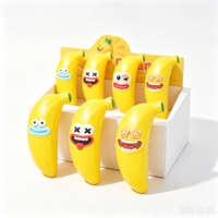 Jouet Squishy Banane avec Visage Amusant, Forme de Fruit, Jouet Anti-Stress et Anti-Anxiété à Presser, Vente en Gros, Boîte de Présentation