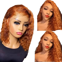 Perruque Bob Africaine Tendance en Dentelle HD, Cheveux Bouclés Mi-Longs pour Femmes, Volumineuse, Douce et de Bonne Qualité, Prix de Gros