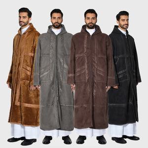 2026 Nuevo Abrigo Largo Kaftan con Capucha para Hombre Musulmán, Cálido, Suave y Grueso, Estilo Casual, Color Sólido, Kimono con Bolsillos y Cremallera para Hombres M137 - Product Image 3