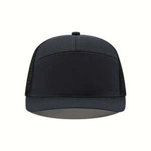 Casquette de baseball légère en maille avec logo brodé micro-courbé et coutures, style camionneur, sept pièces - Product Image 2