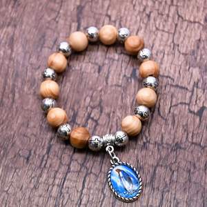 Fábrica <span class=keywords><strong>de</strong></span> joyería cristiana religiosa 10mm cuentas <span class=keywords><strong>de</strong></span> madera <span class=keywords><strong>de</strong></span> pino Jerusalén Cruz <span class=keywords><strong>Virgen</strong></span> María encantos pulsera <span class=keywords><strong>de</strong></span> cuentas para hombres y mujeres - Product Image 2