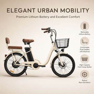 Bicicleta Eléctrica Urbana Flying Pigeon de 24 Pulgadas con Batería de Litio, Bicicleta Eléctrica para Desplazamientos con <span class=keywords><strong>Cesta</strong></span> y Asiento Trasero, Estándar 3C - Product Image 1