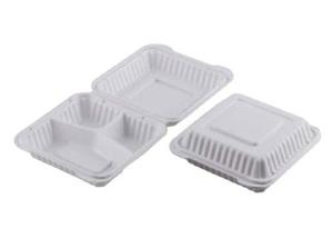 Contenitore Quadrato EcoSmart a 3 Scomparti con Coperchio a Cerniera 7.9x7.9x2.3 in PP per Asporto, Cucina, Viaggio e Conservazione della Freschezza - Product Image 1
