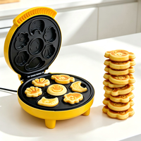 Machine à gaufres électrique pour la maison et la cuisine, 7 mini-gaufres personnalisées antiadhésives, machine à petit-déjeuner et collations DIY pour enfants