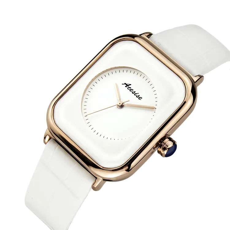 Custom Luxury Black White Leather Unisex Wrist Watch Minimalist lady hand watch