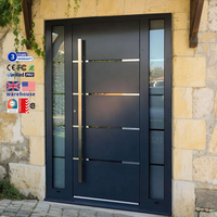 Porte d'entrée extérieure de luxe pivotante en aluminium moulé insonorisée de style américain moderne pour villa, conception personnalisée, robuste et sécurisée