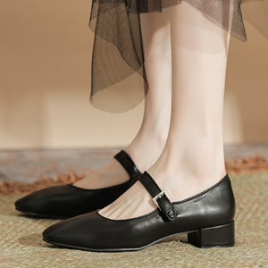 Professional Women's Elegant High Heels Low Heel Sandals Comfortable Leather Shoes PU Insole Height Increasing Work Commuting - Product Image 6