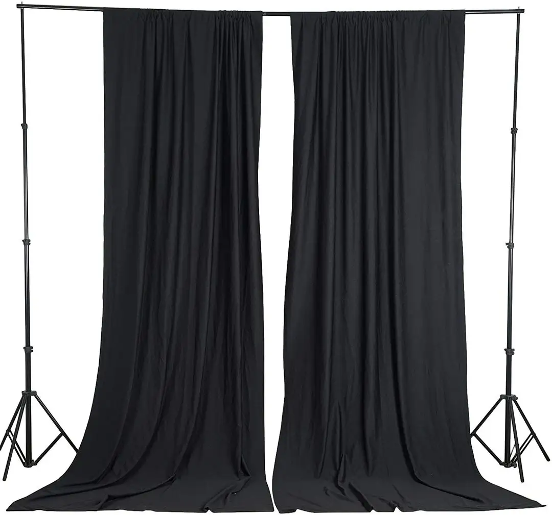 10 ft x 10 ft siyah Polyester fotoğraf Backdrop perdeler perdeler panelleri-düğün süslemeleri ev partisi resepsiyon malzemeleri