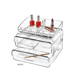 Claro acrílico organizador de maquillaje con <span class=keywords><strong>2</strong></span> cajones lápiz labial titular maquillaje cepillo organizador caja de maquillaje - Product Image 1