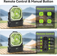 Ventilateur portatif d'extérieur avec chargeur sans fil Lampe à LED de tente Rotation à 180 ° Crochet de suspension de camping et choix de 4 lumières lumineuses