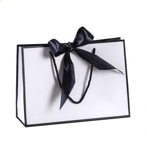 Custom Logo Christmas Kraft Luxury Shopping Paper Bag Recyclable Printed Clothing Shoes <b>Gift</b> Packaging with Ribbon Handle - Product Image 2