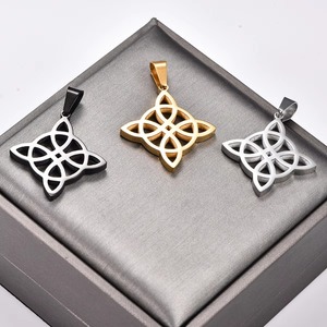 Collier Pendentif en Acier Inoxydable Nœud de Sorcière Croix pour Femme Homme, Breloques Religieuses Chrétiennes, Chaîne, Bijoux Métalliques Celtiques Nordiques - Product Image 4