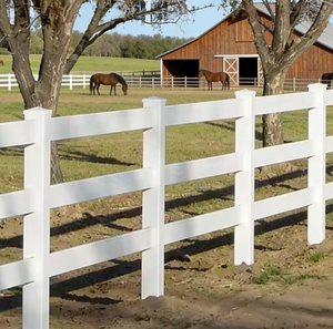 Valla para Caballos de 4.5 Pies de Altura, Blanca, de 3 Rieles, Ecológica y Fácil de Montar, de Plástico PVC Vinilo con Modelado 3D para Rancho o Corral - Product Image 3