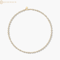 Collier tennis Queensun en or 14K 18K avec diamants de laboratoire certifiés IGI 10 carats, vente en gros OEM