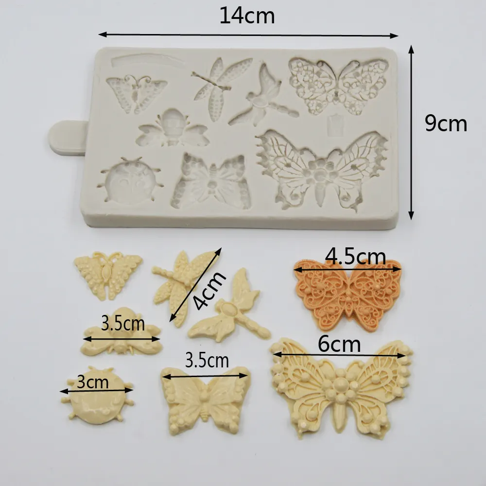 Hot selling Dragonfly Cake Decoration Silicone Molds chocolate Mold