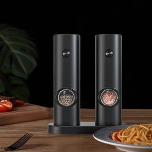 Stainless Steel Automatic Salt <b>Pepper</b> Shakers Set Electric Rechargeable <b>Grinder</b> White Ceramic Adjustable Coarseness Eco-Friendly - Product Image 3